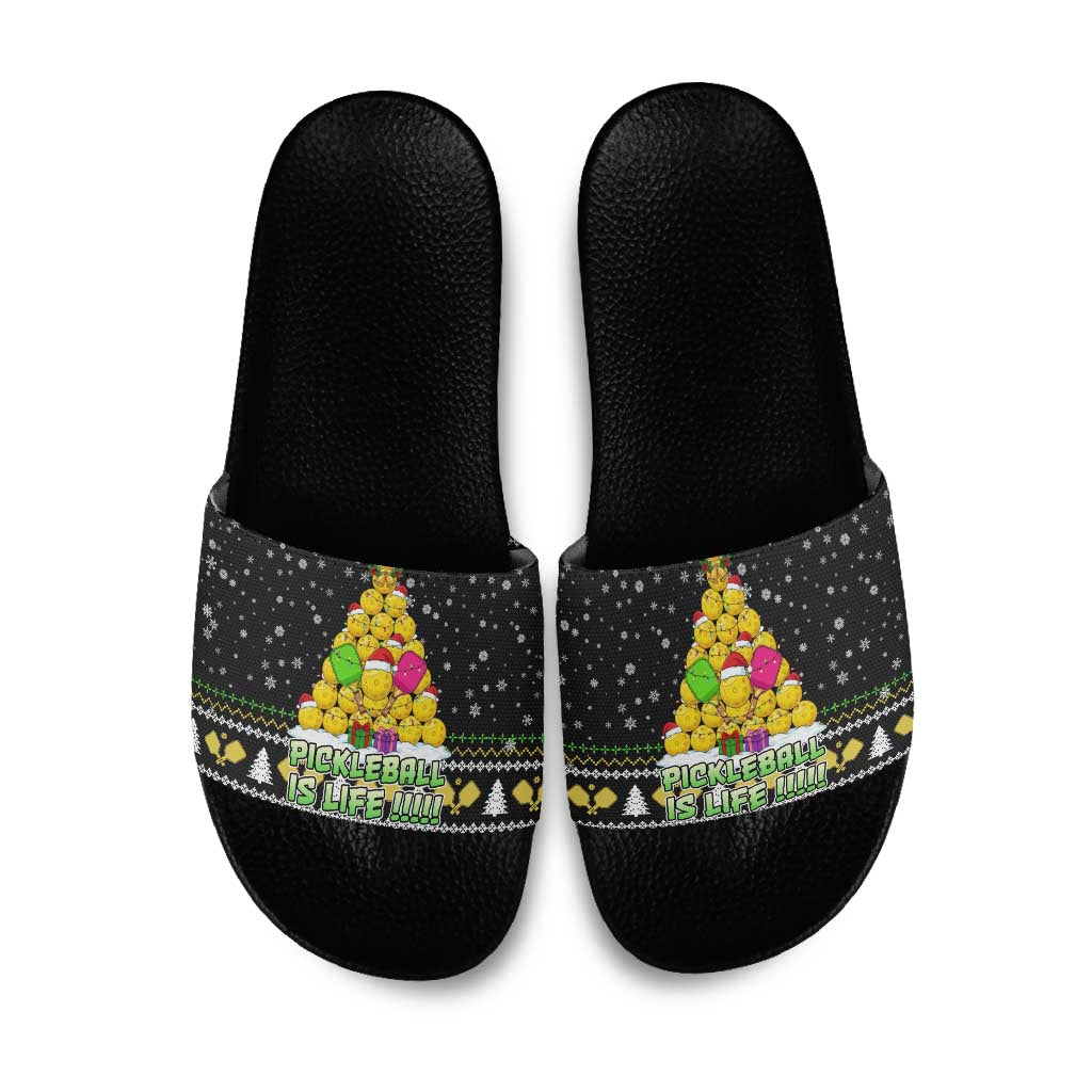 PickleBall Is Life Christmas Slide Sandals Xmas Holiday Patterns - Wonder Print Shop