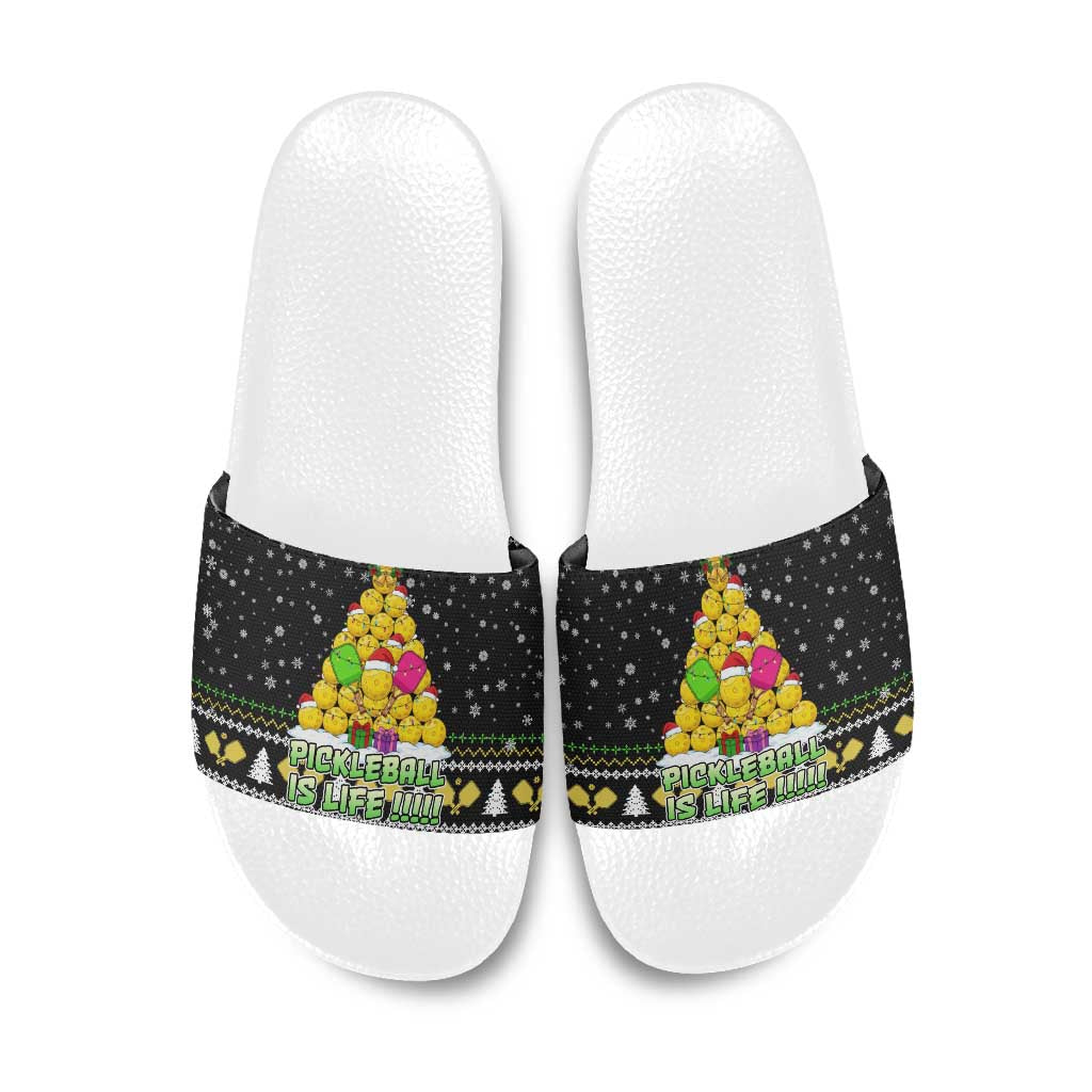 PickleBall Is Life Christmas Slide Sandals Xmas Holiday Patterns - Wonder Print Shop