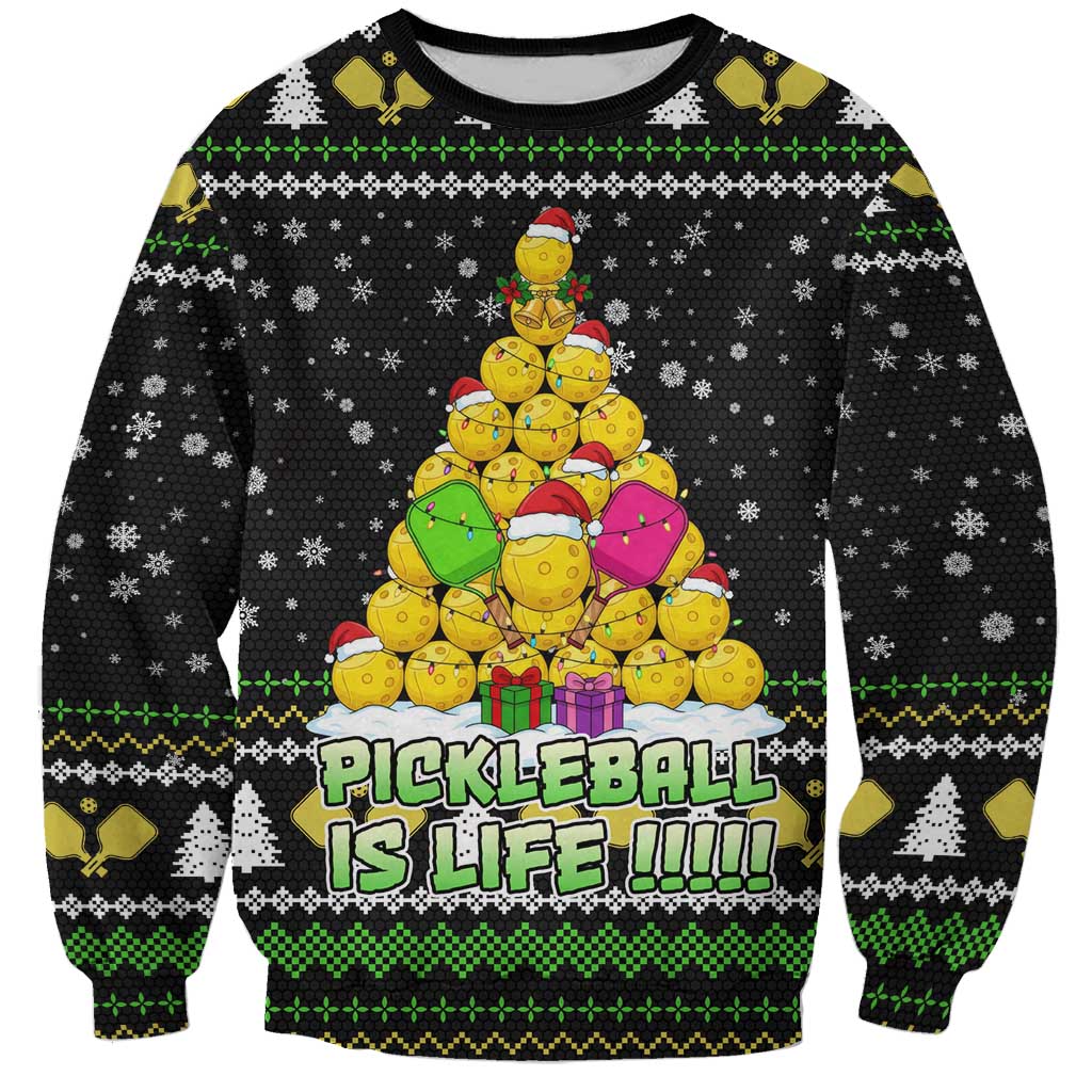 PickleBall Is Life Christmas Sweatshirt Xmas Holiday Patterns - Wonder Print Shop