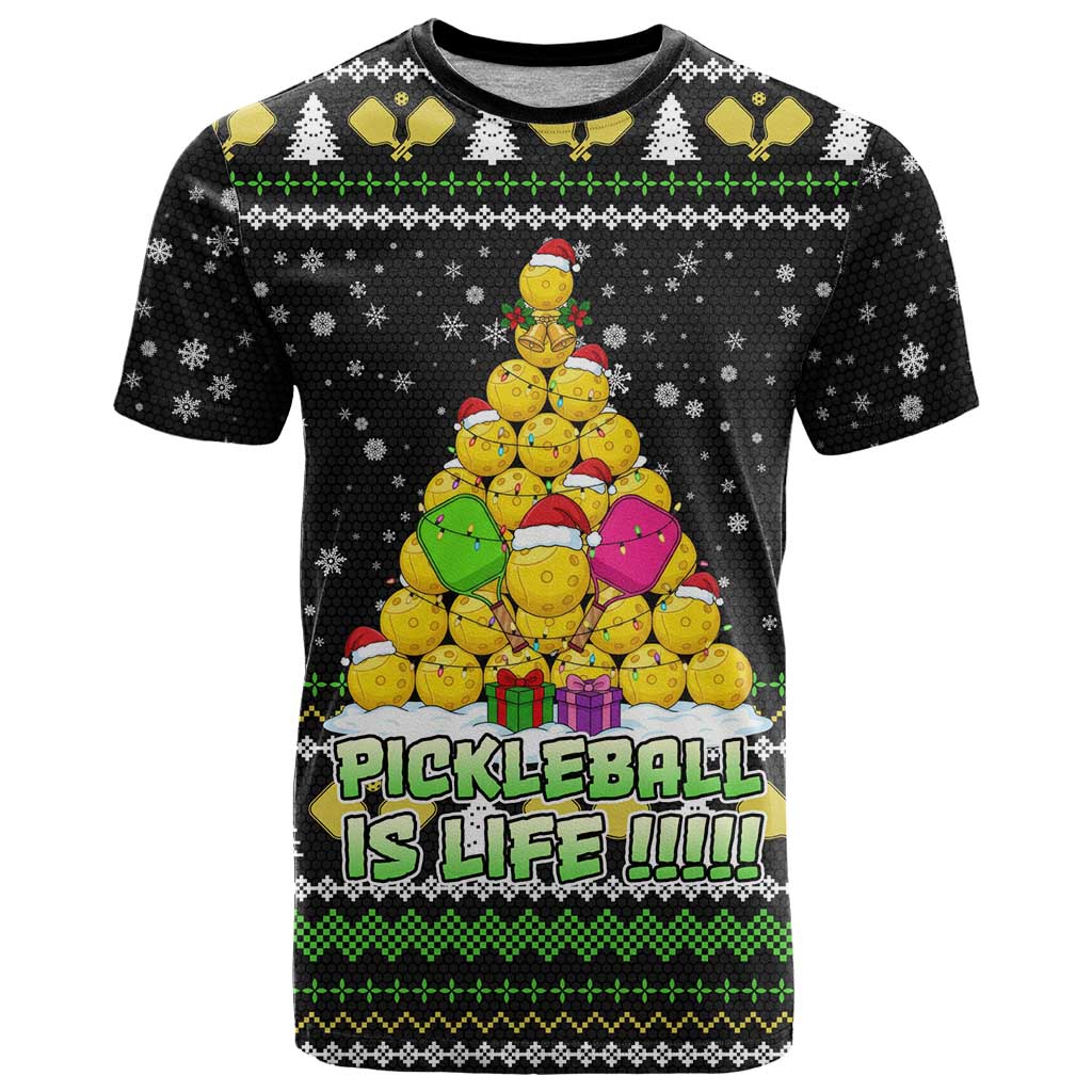 PickleBall Is Life Christmas T Shirt Xmas Holiday Patterns - Wonder Print Shop