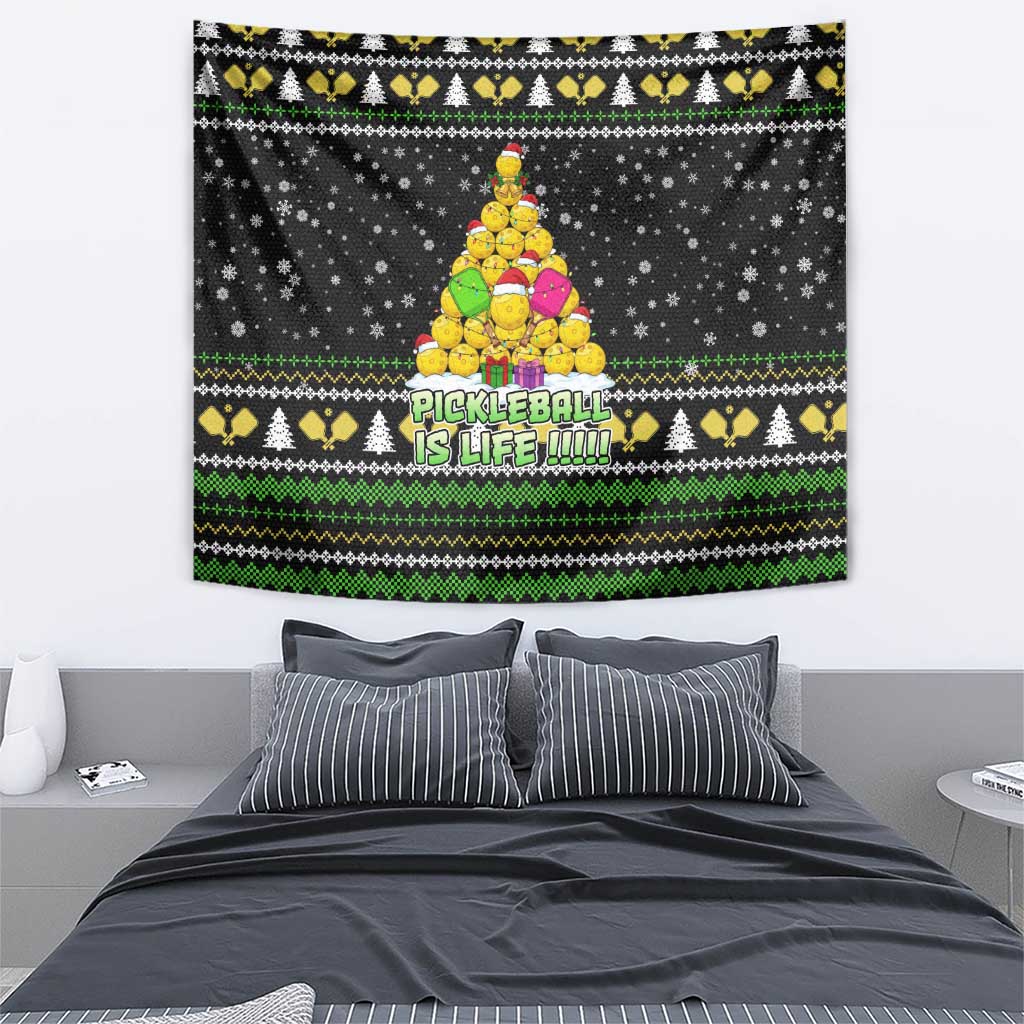 PickleBall Is Life Christmas Tapestry Xmas Holiday Patterns - Wonder Print Shop