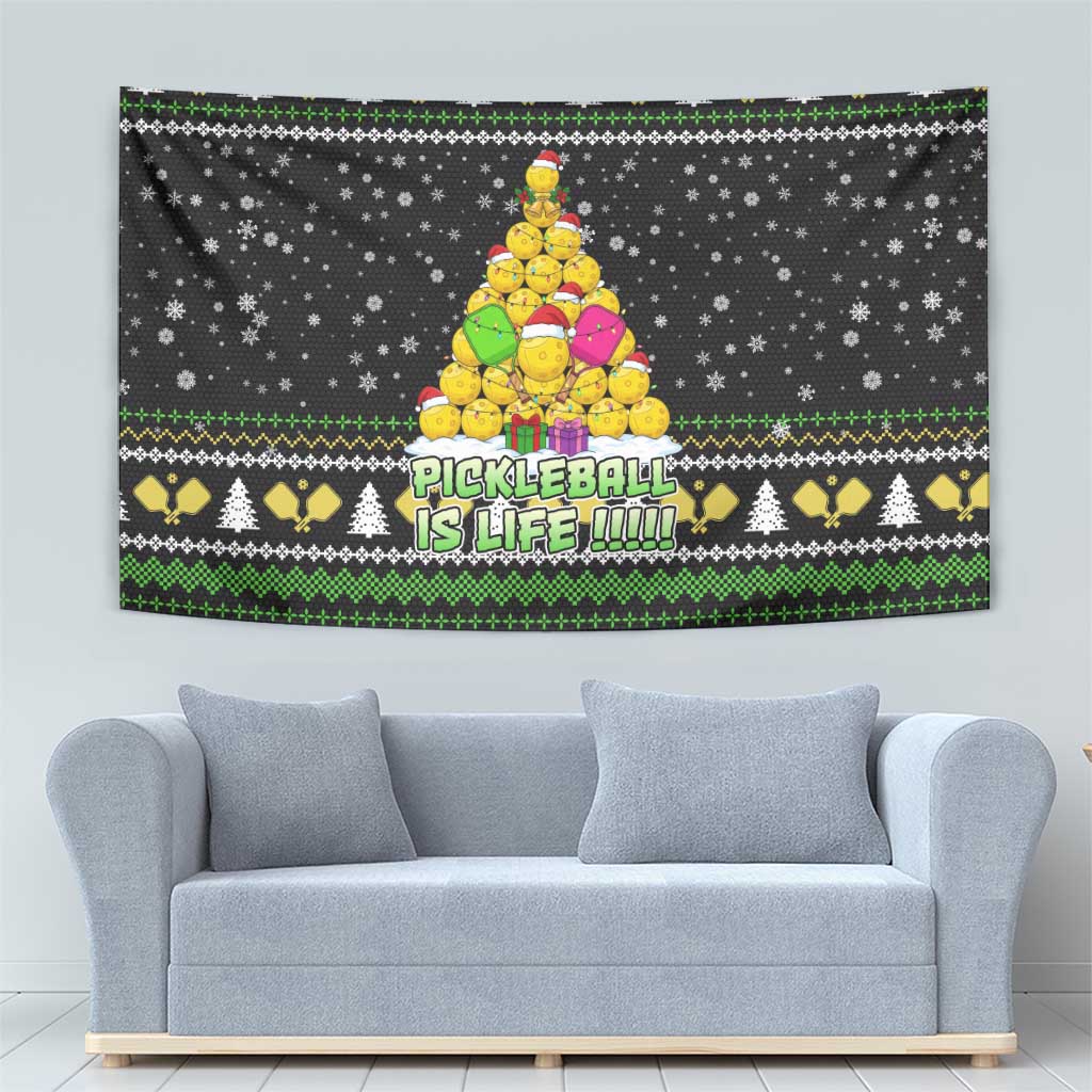 PickleBall Is Life Christmas Tapestry Xmas Holiday Patterns - Wonder Print Shop