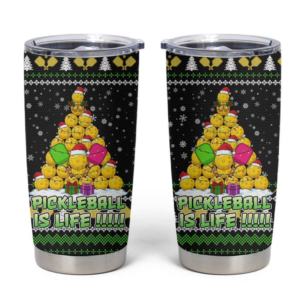 PickleBall Is Life Christmas Tumbler Cup Xmas Holiday Patterns - Wonder Print Shop