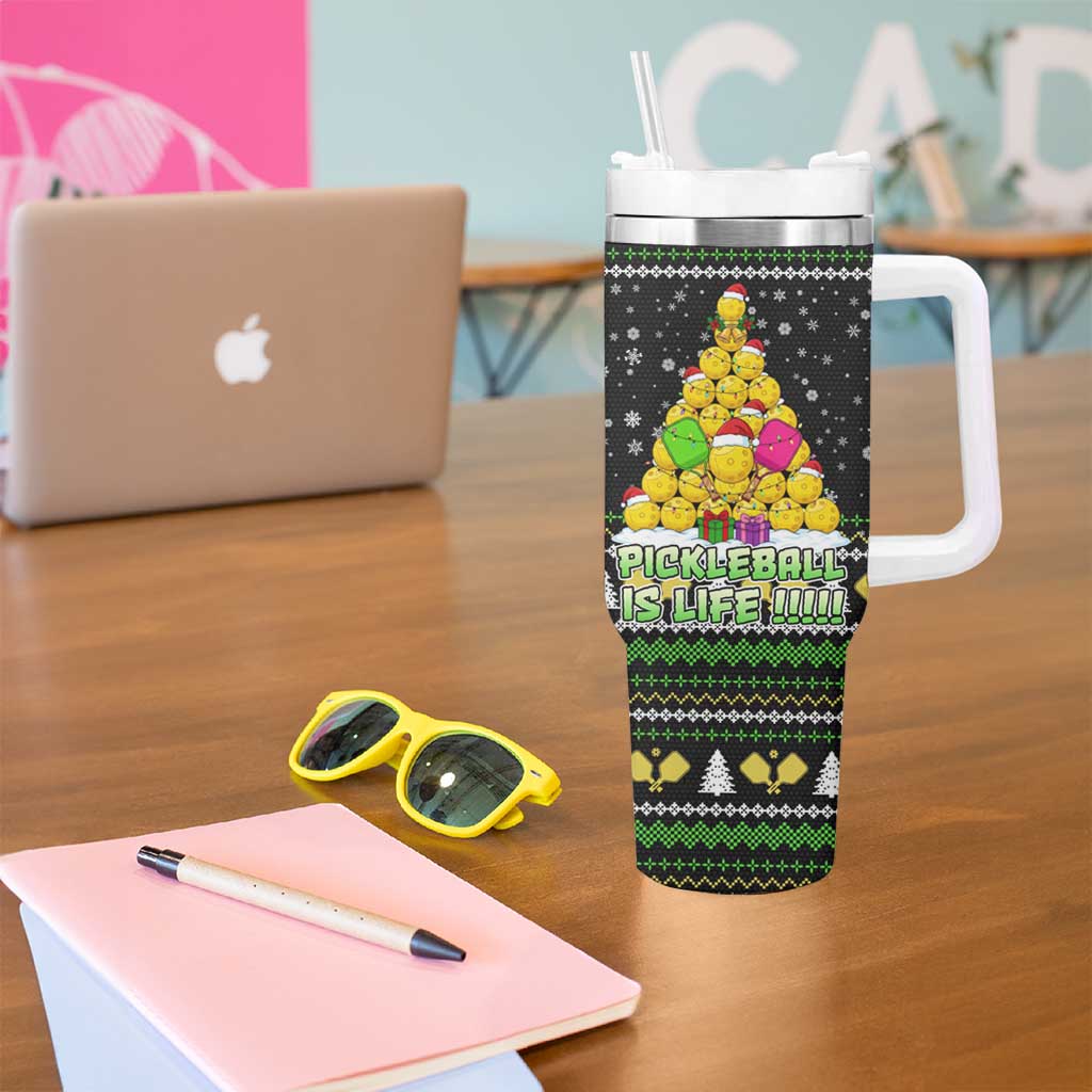 PickleBall Is Life Christmas Tumbler With Handle Xmas Holiday Patterns - Wonder Print Shop