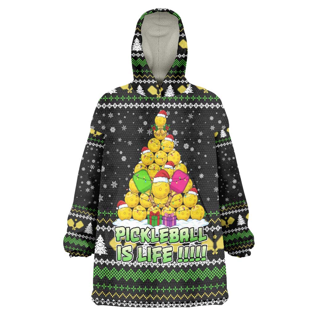 PickleBall Is Life Christmas Wearable Blanket Hoodie Xmas Holiday Patterns - Wonder Print Shop