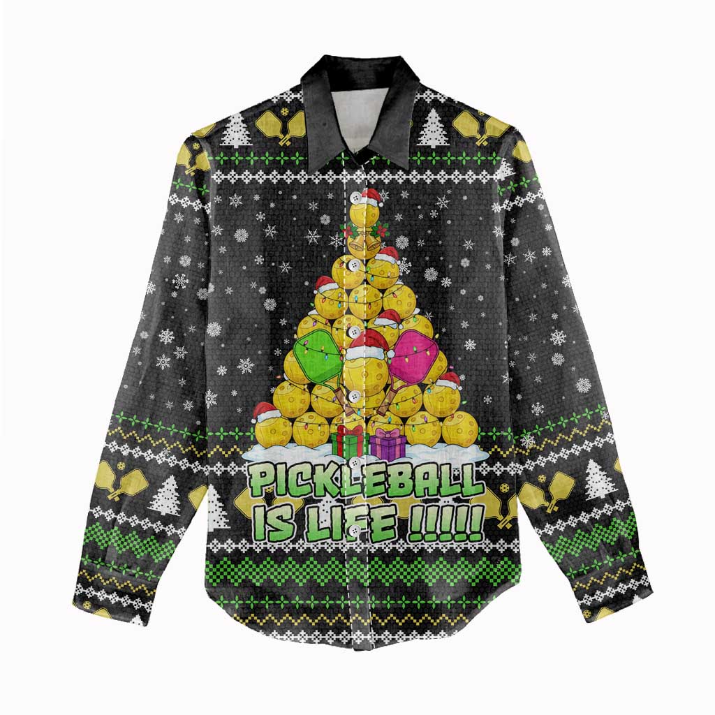 PickleBall Is Life Christmas Women Casual Shirt Xmas Holiday Patterns - Wonder Print Shop