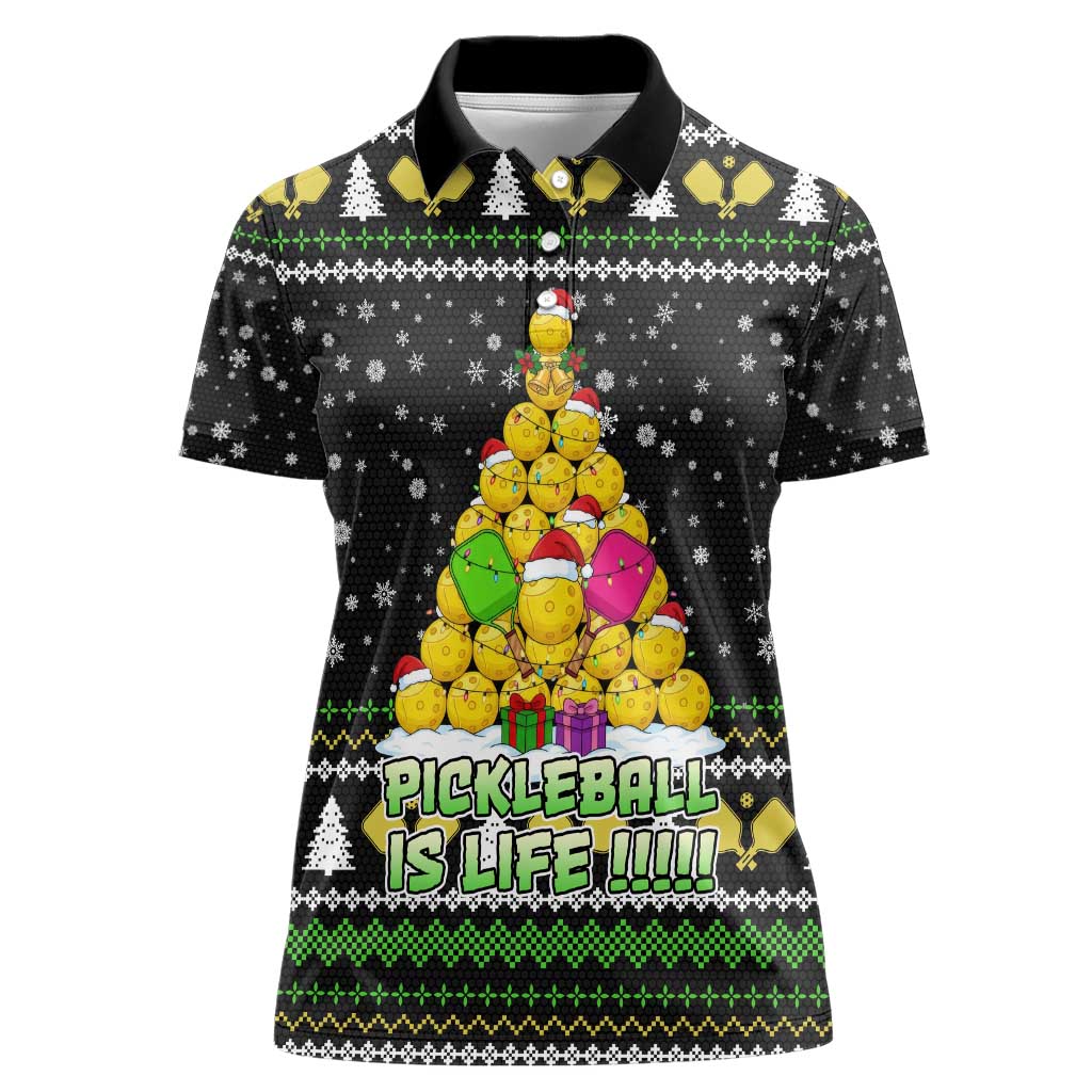 PickleBall Is Life Christmas Women Polo Shirt Xmas Holiday Patterns - Wonder Print Shop