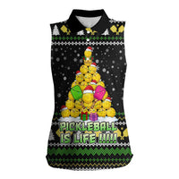 PickleBall Is Life Christmas Women Sleeveless Polo Shirt Xmas Holiday Patterns - Wonder Print Shop