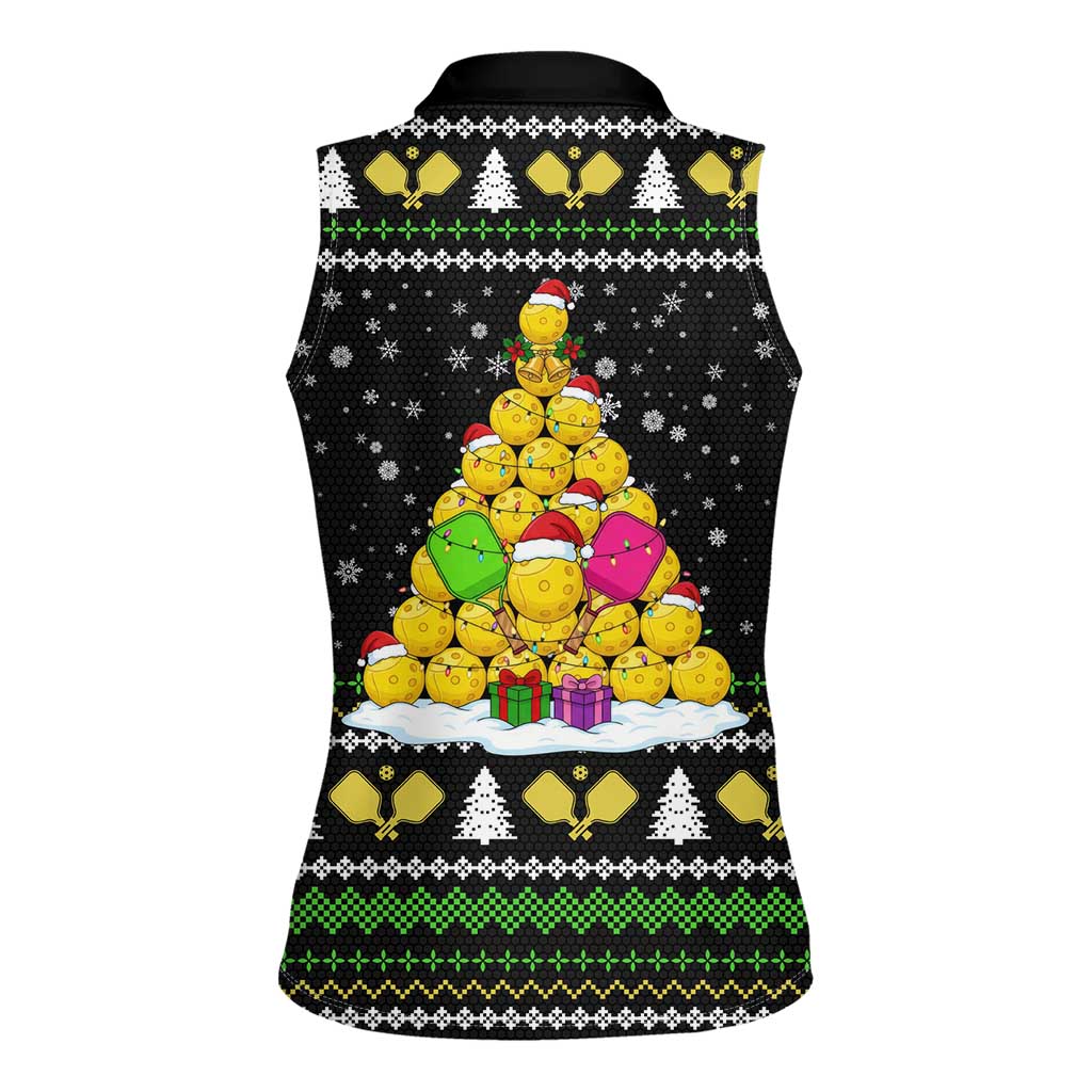 PickleBall Is Life Christmas Women Sleeveless Polo Shirt Xmas Holiday Patterns - Wonder Print Shop