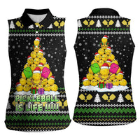 PickleBall Is Life Christmas Women Sleeveless Polo Shirt Xmas Holiday Patterns - Wonder Print Shop