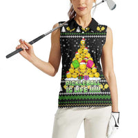 PickleBall Is Life Christmas Women Sleeveless Polo Shirt Xmas Holiday Patterns - Wonder Print Shop