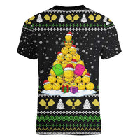 PickleBall Is Life Christmas Women V-Neck T-Shirt Xmas Holiday Patterns - Wonder Print Shop