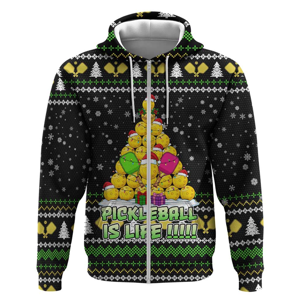 PickleBall Is Life Christmas Zip Hoodie Xmas Holiday Patterns - Wonder Print Shop