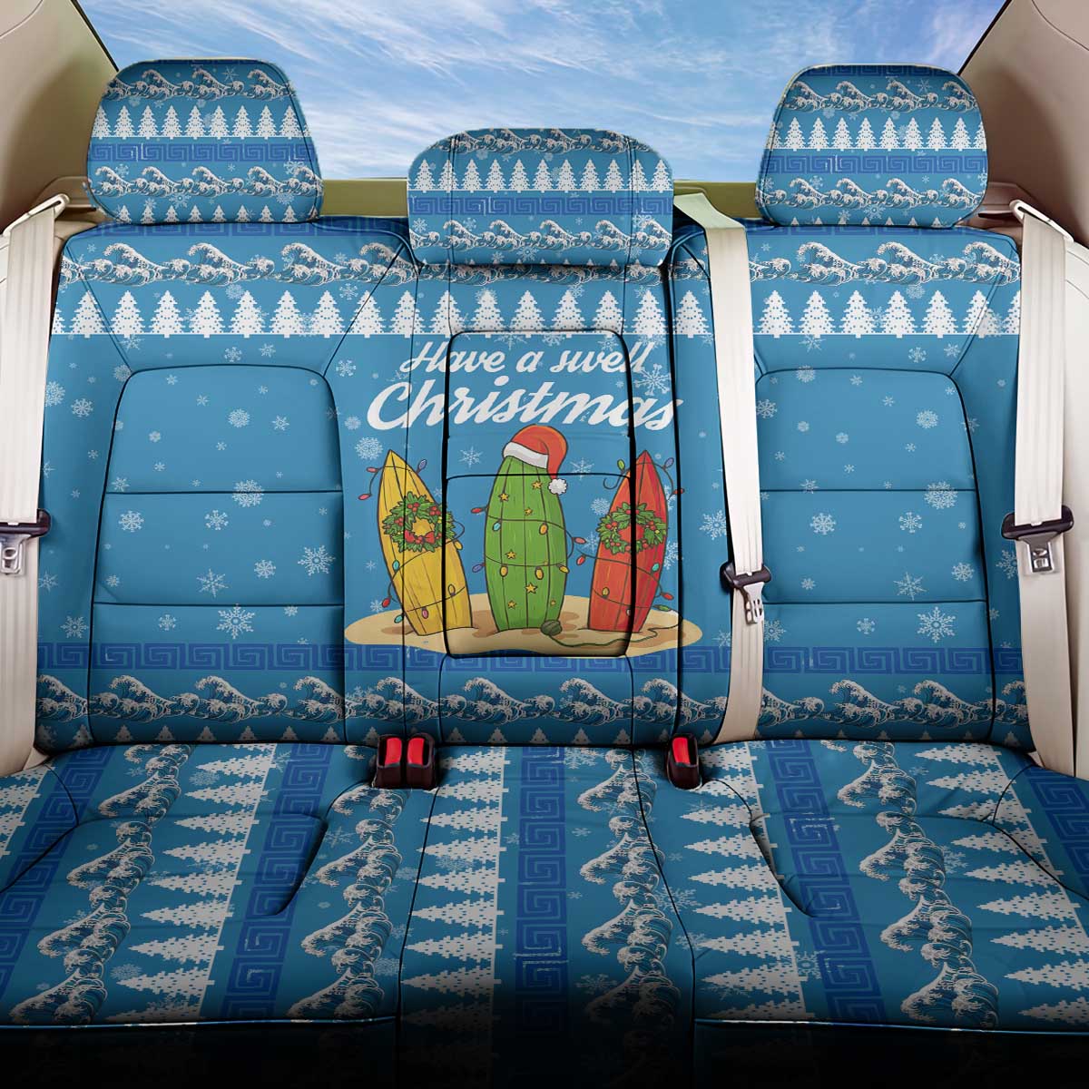 Surfer Swell Christmas Back Car Seat Cover Xmas Holiday Patterns - Wonder Print Shop