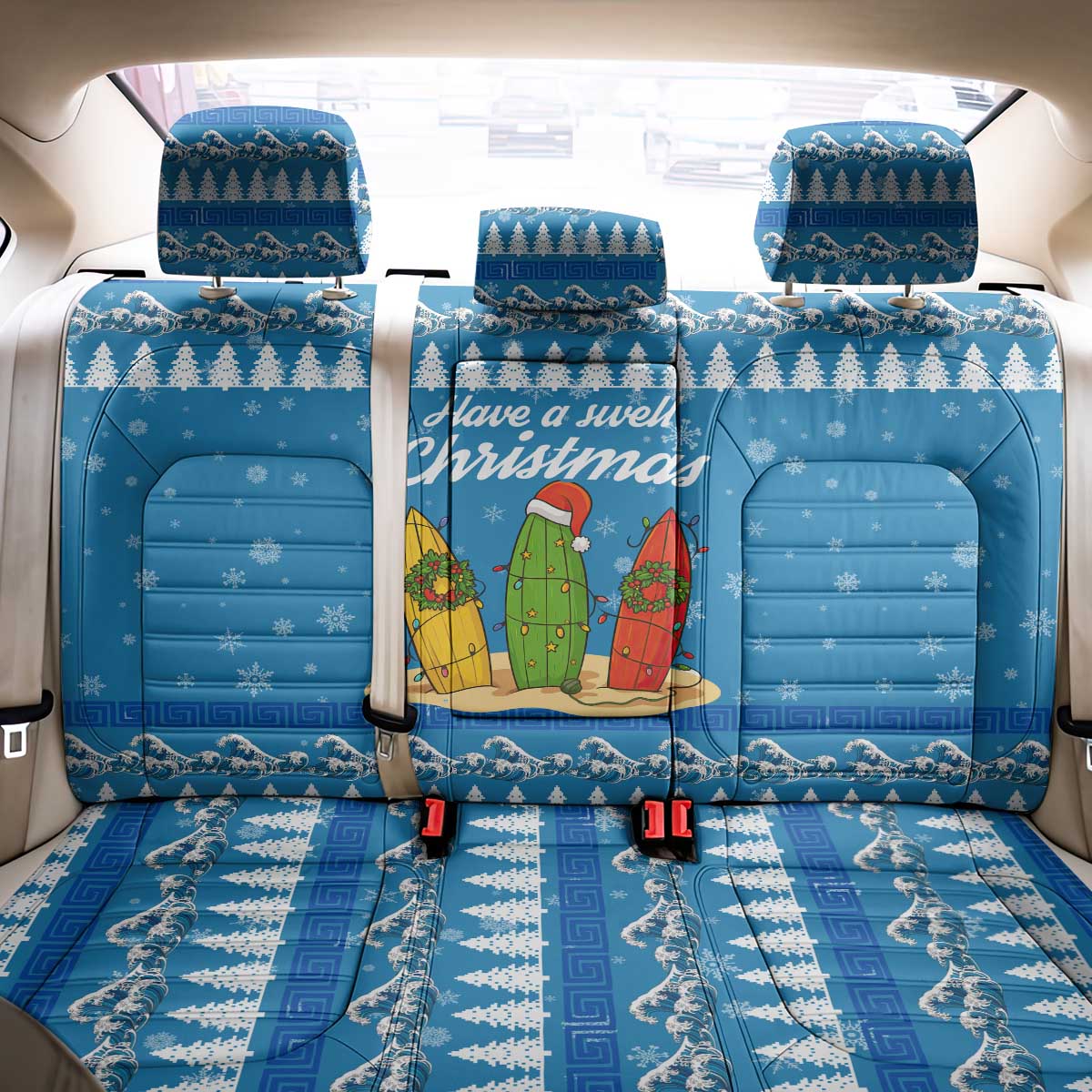 Surfer Swell Christmas Back Car Seat Cover Xmas Holiday Patterns - Wonder Print Shop