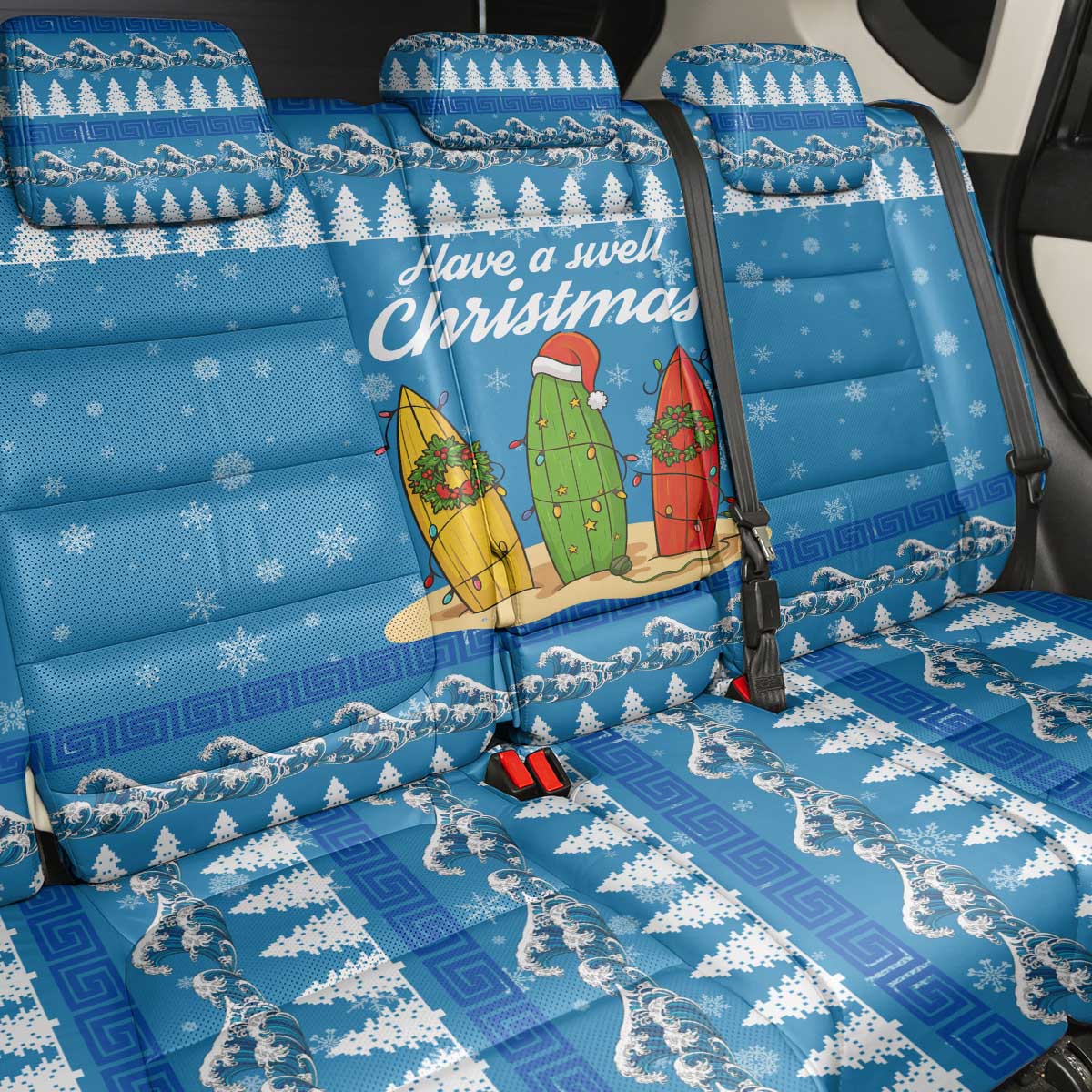 Surfer Swell Christmas Back Car Seat Cover Xmas Holiday Patterns - Wonder Print Shop