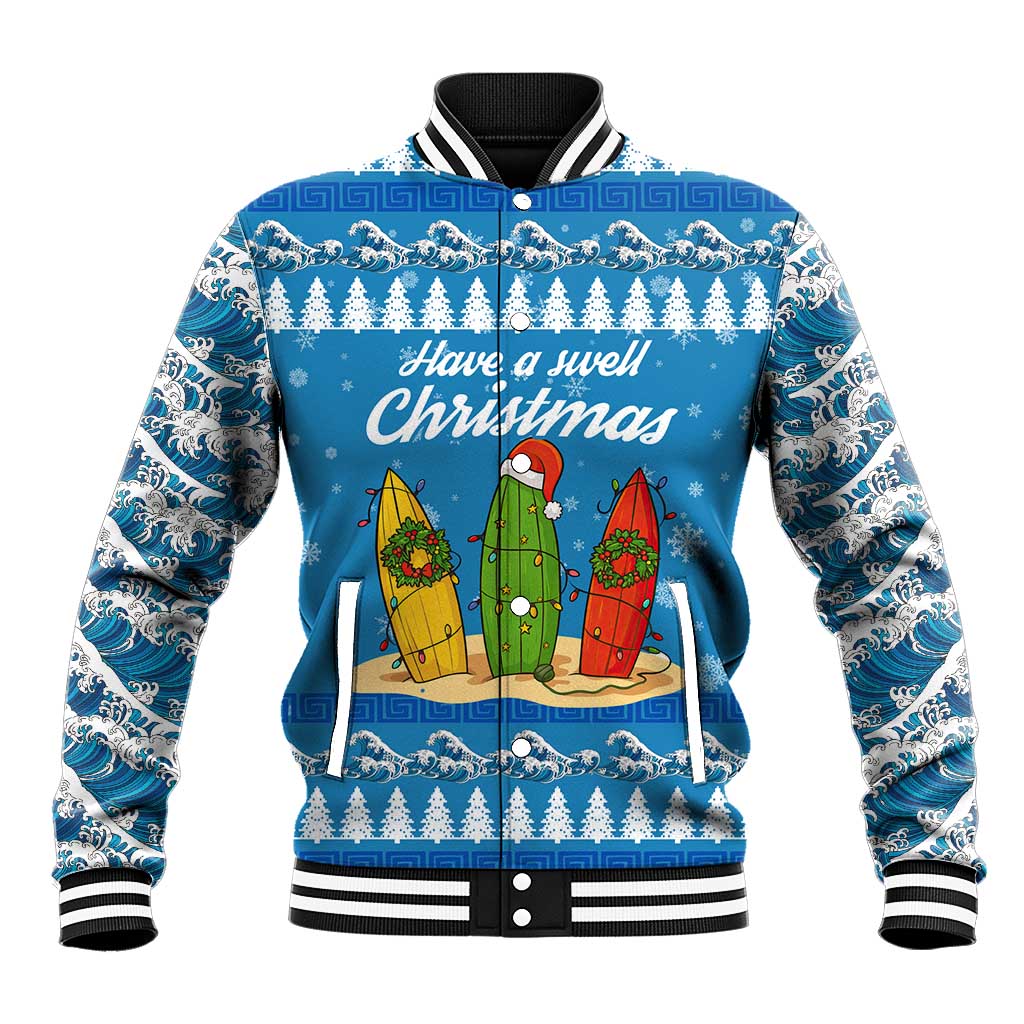 Surfer Swell Christmas Baseball Jacket Xmas Holiday Patterns - Wonder Print Shop