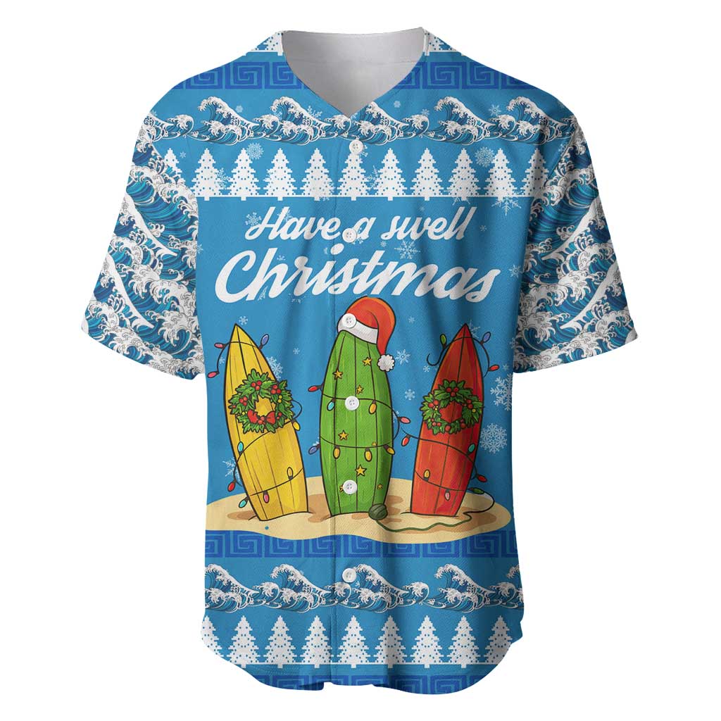 Surfer Swell Christmas Baseball Jersey Xmas Holiday Patterns - Wonder Print Shop