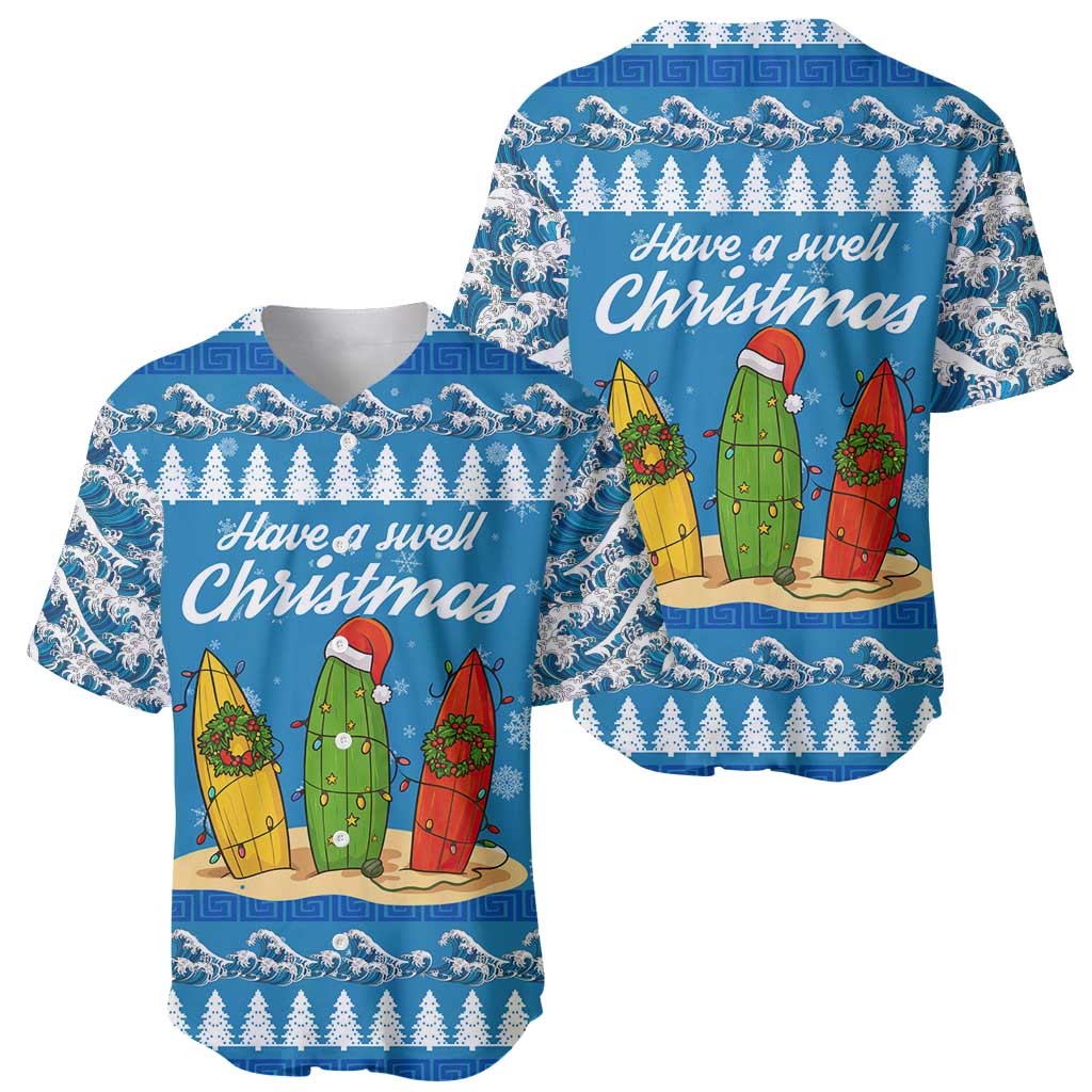 Surfer Swell Christmas Baseball Jersey Xmas Holiday Patterns - Wonder Print Shop