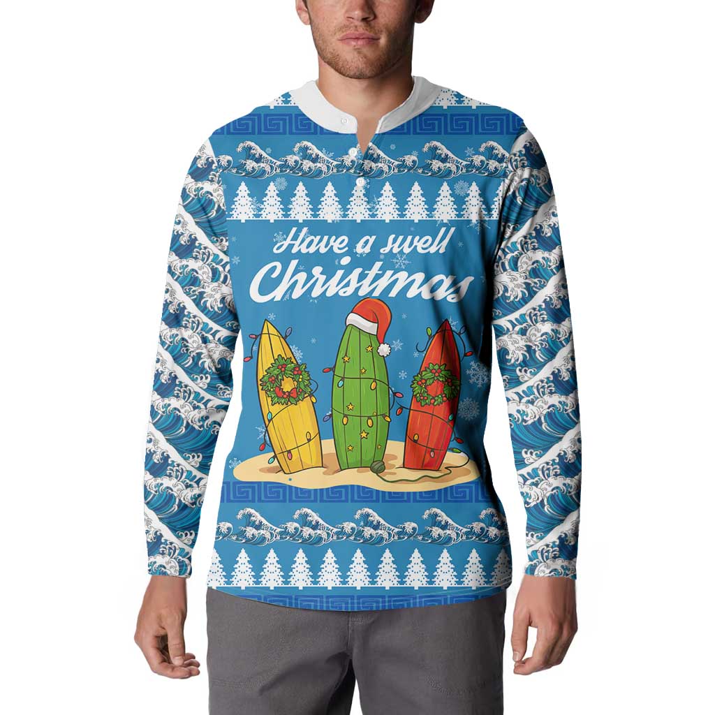 Surfer Swell Christmas Button Sweatshirt Xmas Holiday Patterns - Wonder Print Shop