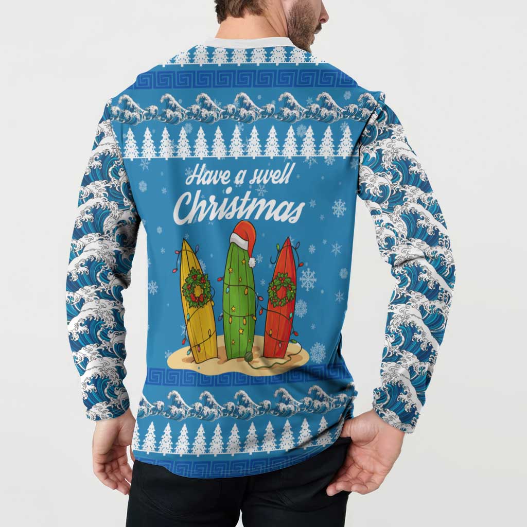 Surfer Swell Christmas Button Sweatshirt Xmas Holiday Patterns - Wonder Print Shop