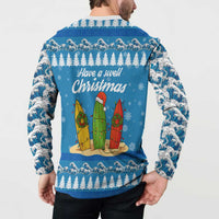 Surfer Swell Christmas Button Sweatshirt Xmas Holiday Patterns - Wonder Print Shop