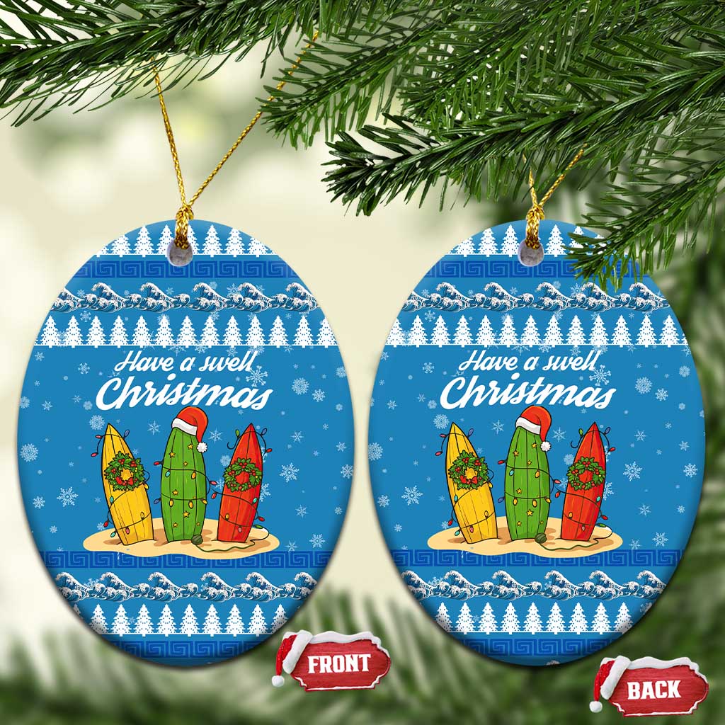 Surfer Swell Christmas Ceramic Ornament Xmas Holiday Patterns - Wonder Print Shop