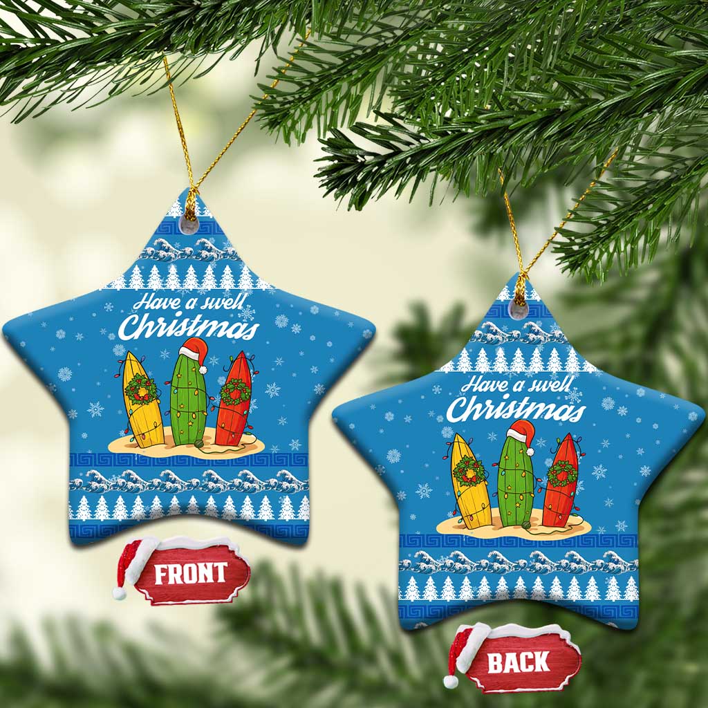 Surfer Swell Christmas Ceramic Ornament Xmas Holiday Patterns - Wonder Print Shop