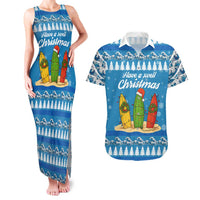 Surfer Swell Christmas Couples Matching Tank Maxi Dress and Hawaiian Shirt Xmas Holiday Patterns - Wonder Print Shop