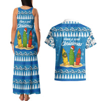 Surfer Swell Christmas Couples Matching Tank Maxi Dress and Hawaiian Shirt Xmas Holiday Patterns - Wonder Print Shop