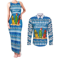 Surfer Swell Christmas Couples Matching Tank Maxi Dress and Long Sleeve Button Shirt Xmas Holiday Patterns - Wonder Print Shop