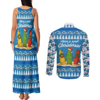 Surfer Swell Christmas Couples Matching Tank Maxi Dress and Long Sleeve Button Shirt Xmas Holiday Patterns - Wonder Print Shop