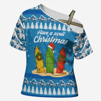 Surfer Swell Christmas Cross Shoulder Shirt Xmas Holiday Patterns - Wonder Print Shop