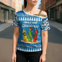 Surfer Swell Christmas Cross Shoulder Shirt Xmas Holiday Patterns - Wonder Print Shop