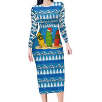 Surfer Swell Christmas Family Matching Long Sleeve Bodycon Dress and Hawaiian Shirt Xmas Holiday Patterns - Wonder Print Shop