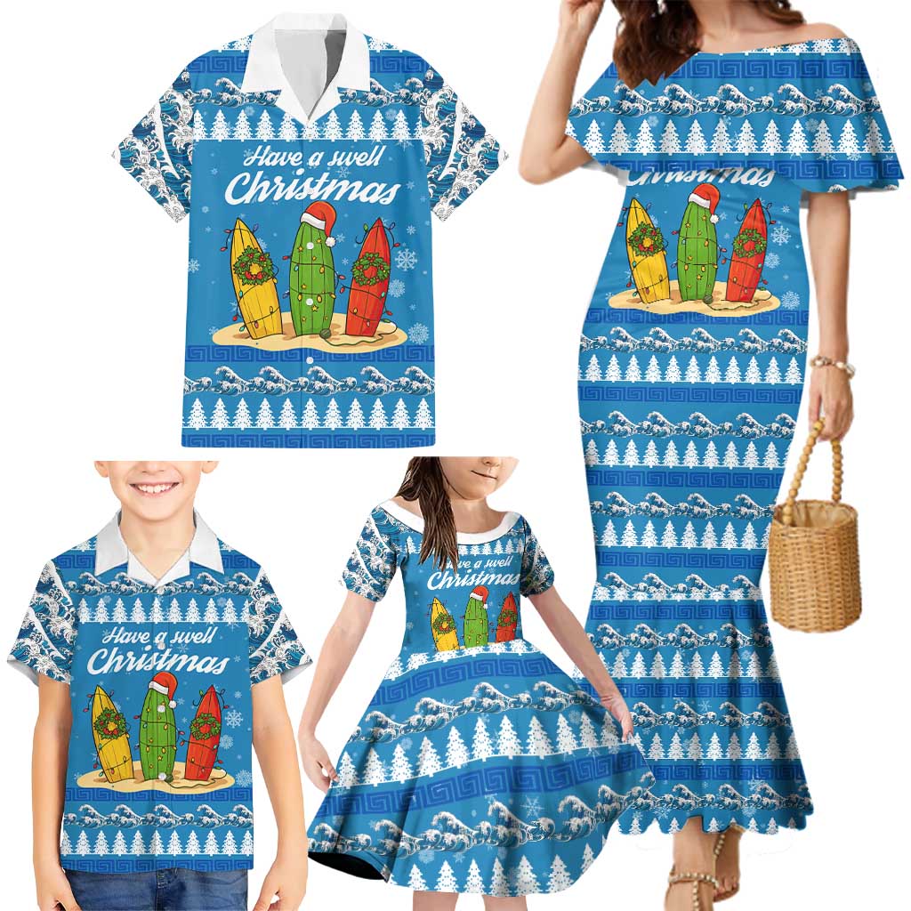 Surfer Swell Christmas Family Matching Mermaid Dress and Hawaiian Shirt Xmas Holiday Patterns - Wonder Print Shop