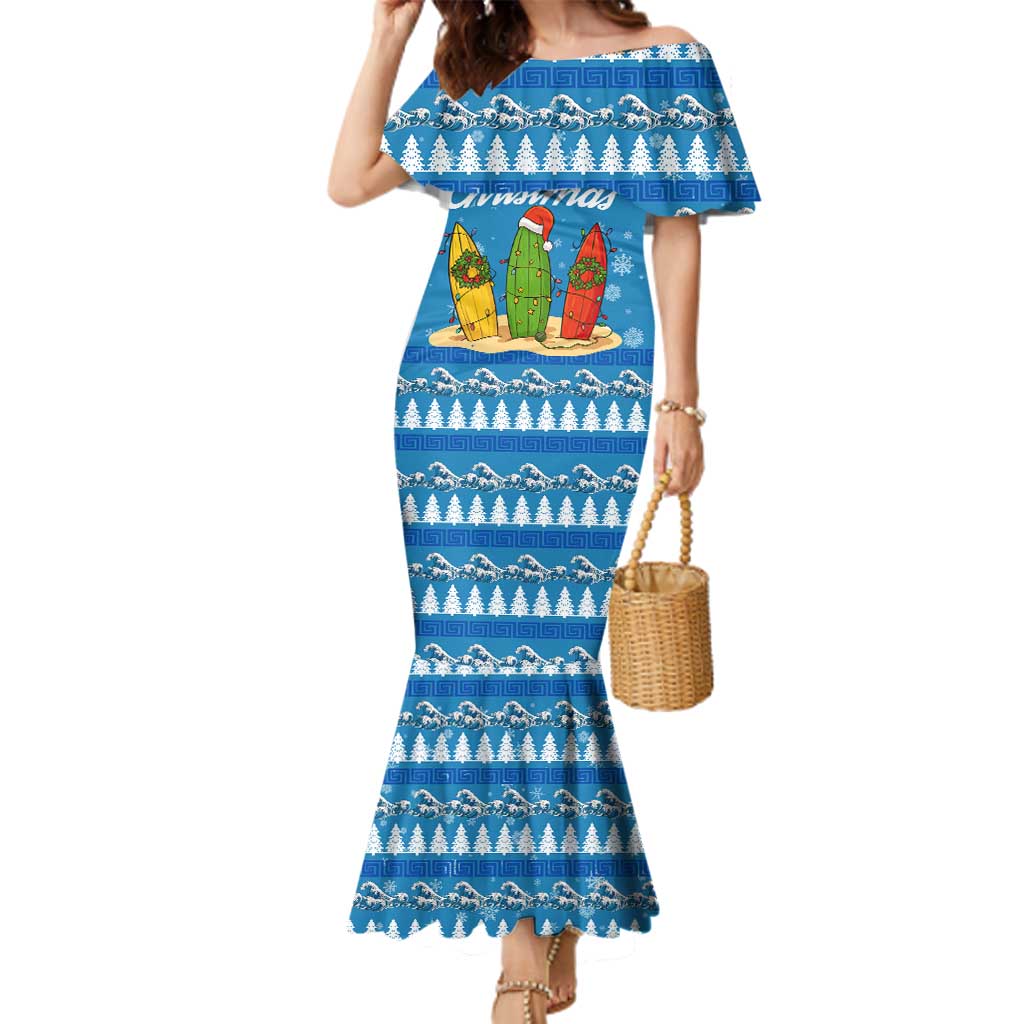 Surfer Swell Christmas Family Matching Mermaid Dress and Hawaiian Shirt Xmas Holiday Patterns - Wonder Print Shop