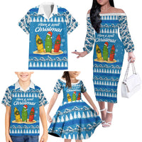 Surfer Swell Christmas Family Matching Off The Shoulder Long Sleeve Dress and Hawaiian Shirt Xmas Holiday Patterns - Wonder Print Shop