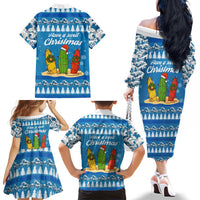 Surfer Swell Christmas Family Matching Off The Shoulder Long Sleeve Dress and Hawaiian Shirt Xmas Holiday Patterns - Wonder Print Shop