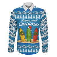 Surfer Swell Christmas Family Matching Off The Shoulder Long Sleeve Dress and Hawaiian Shirt Xmas Holiday Patterns - Wonder Print Shop