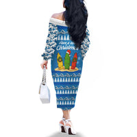 Surfer Swell Christmas Family Matching Off The Shoulder Long Sleeve Dress and Hawaiian Shirt Xmas Holiday Patterns - Wonder Print Shop