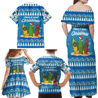 Surfer Swell Christmas Family Matching Off Shoulder Maxi Dress and Hawaiian Shirt Xmas Holiday Patterns - Wonder Print Shop