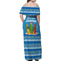Surfer Swell Christmas Family Matching Off Shoulder Maxi Dress and Hawaiian Shirt Xmas Holiday Patterns - Wonder Print Shop