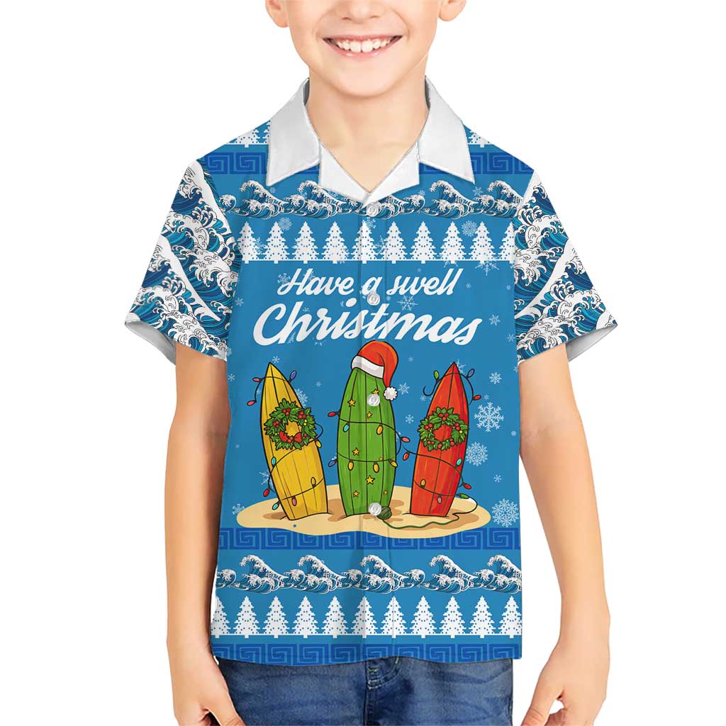 Surfer Swell Christmas Family Matching Off Shoulder Maxi Dress and Hawaiian Shirt Xmas Holiday Patterns - Wonder Print Shop