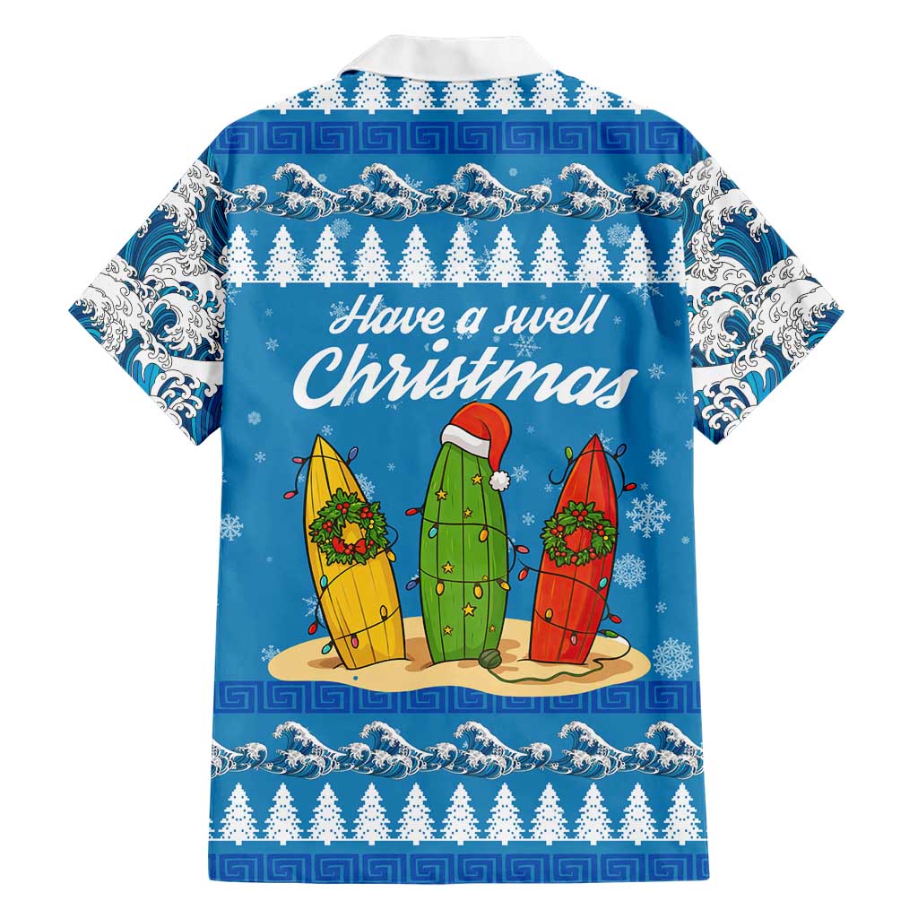 Surfer Swell Christmas Family Matching Off Shoulder Short Dress and Hawaiian Shirt Xmas Holiday Patterns - Wonder Print Shop