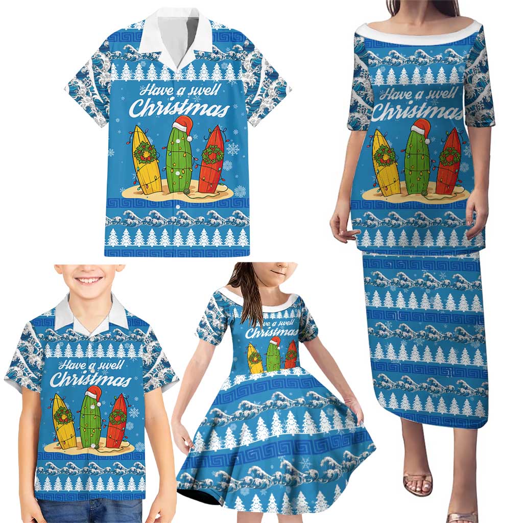 Surfer Swell Christmas Family Matching Puletasi and Hawaiian Shirt Xmas Holiday Patterns - Wonder Print Shop