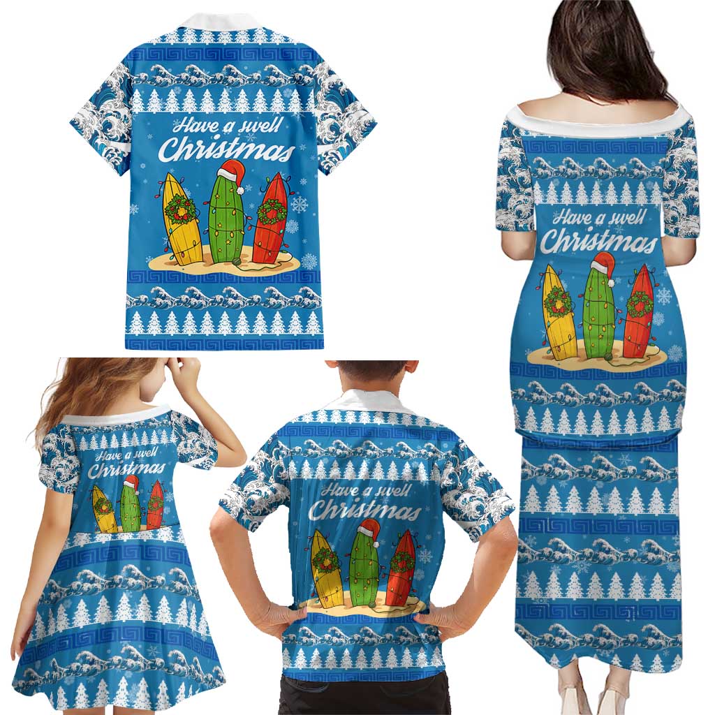 Surfer Swell Christmas Family Matching Puletasi and Hawaiian Shirt Xmas Holiday Patterns - Wonder Print Shop
