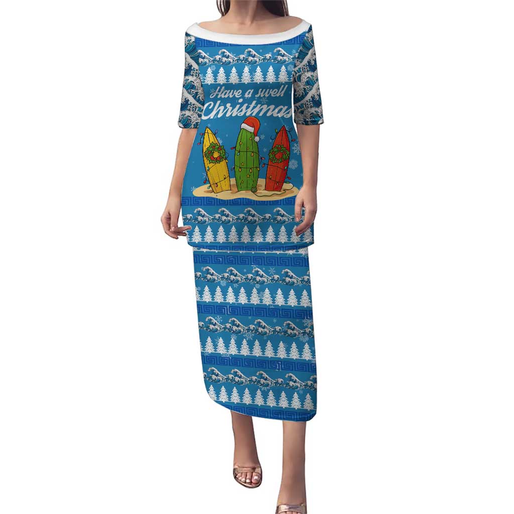 Surfer Swell Christmas Family Matching Puletasi and Hawaiian Shirt Xmas Holiday Patterns - Wonder Print Shop
