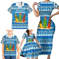 Surfer Swell Christmas Family Matching Short Sleeve Bodycon Dress and Hawaiian Shirt Xmas Holiday Patterns - Wonder Print Shop
