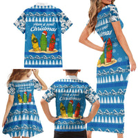 Surfer Swell Christmas Family Matching Short Sleeve Bodycon Dress and Hawaiian Shirt Xmas Holiday Patterns - Wonder Print Shop